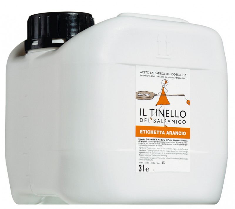 Aceto Balsamico di Modena IGP Il Tinello, arancio, balsamic vinegar, aged, in a gift box, Il Borgo del Balsamico - 3,000 ml - canister