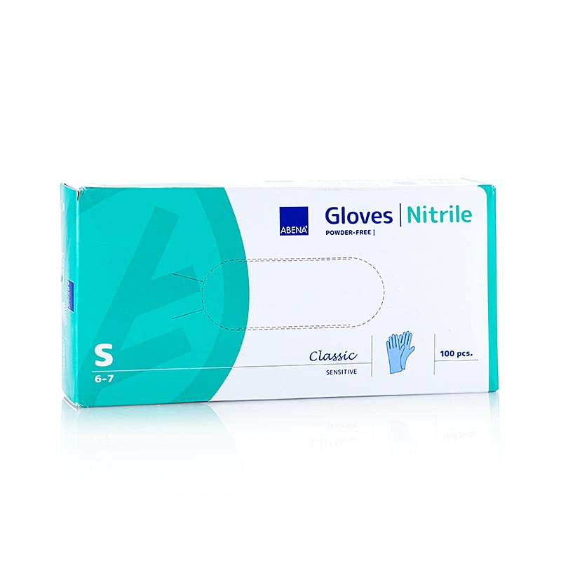 Gants jetables en nitrile, bleus, S, non poudres - 100 pieces - Papier carton Gants jetables en nitrile, bleus, S, non poudres - 100 pieces - Papier carton