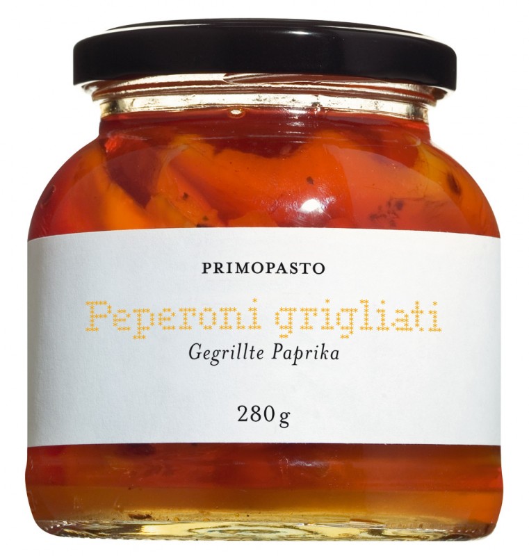 Pepperoni grigliati, grilled bell pepper fillets in oil, primopasto - 280 g - Glass