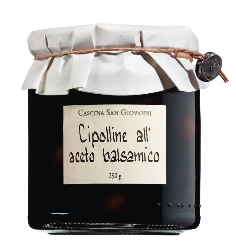 Cipolline all`Aceto Balsamico di Modena IGP, onions in balsamic vinegar, Cascina San Giovanni - 290 g - Glass