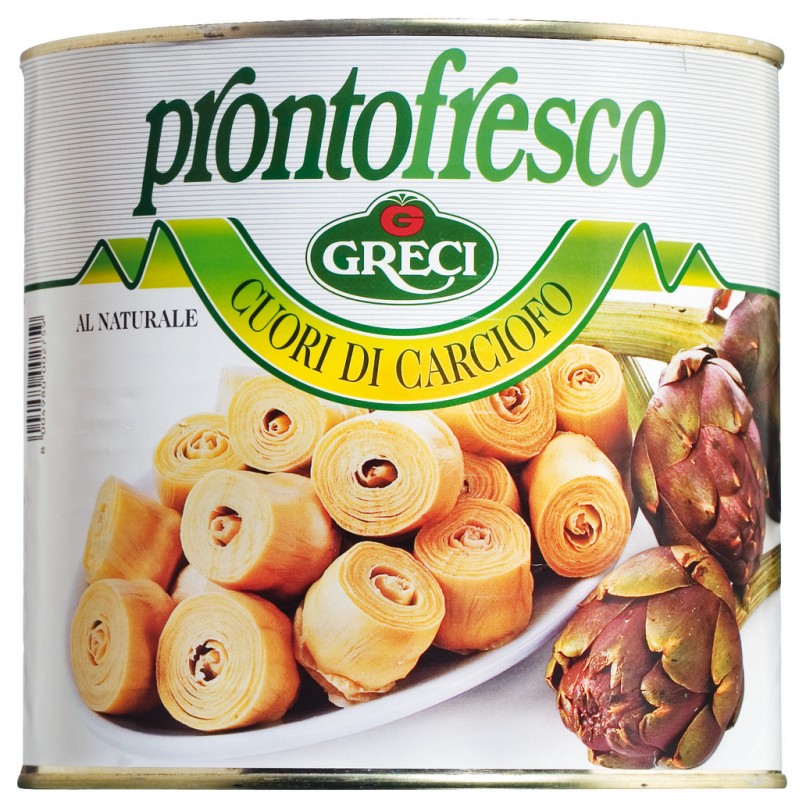 Cuori di carciofo, artichoke hearts natural, Greci, Prontofresco - 2,500 g - can