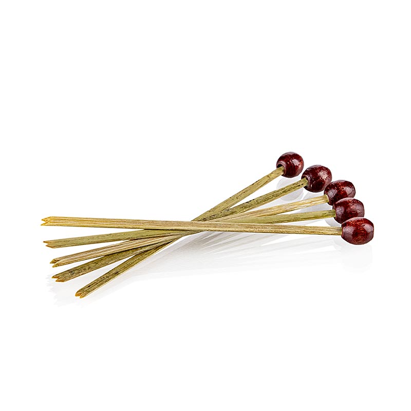 Espeto de bambu com divisao com conta vermelha, 8cm de comprimento - 100 pedacos - bolsa Espeto de bambu com divisao com conta vermelha, 8cm de comprimento - 100 pedacos - bolsa