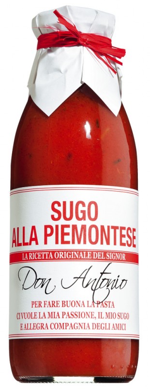 Sugo alla Piemontese, tomatensaus met rode Barolo-wijn, Don Antonio - 480 ml - fles