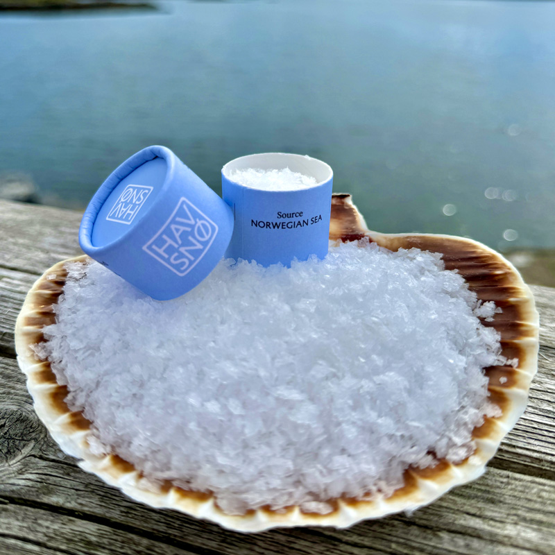 HAVSNO, HAVSNØ serpihan garam laut, dari Norway - 8g - boleh HAVSNO, HAVSNØ serpihan garam laut, dari Norway - 8g - boleh