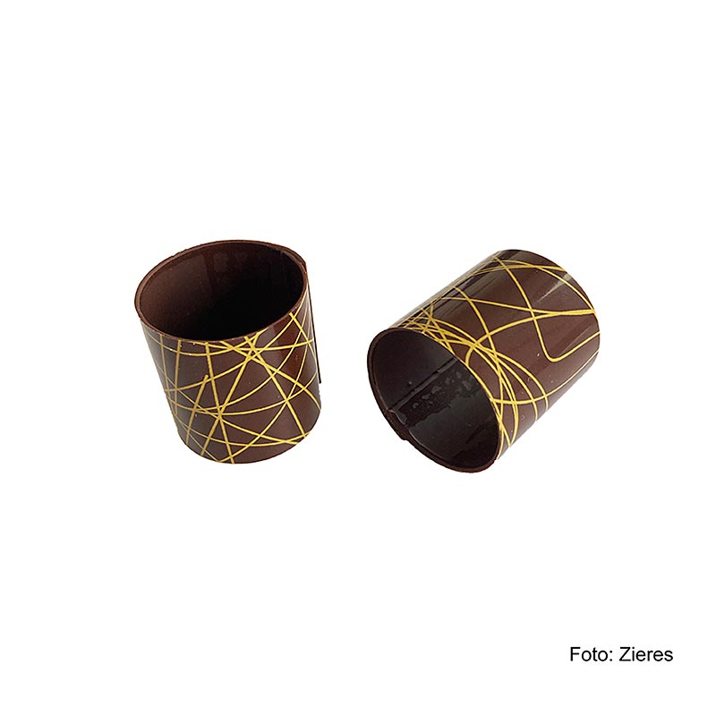 Chokoladecannelloni (3,5 cm - OE 3,5 cm) moerke med gule linjer - 215 g, 35 stykker - Pap