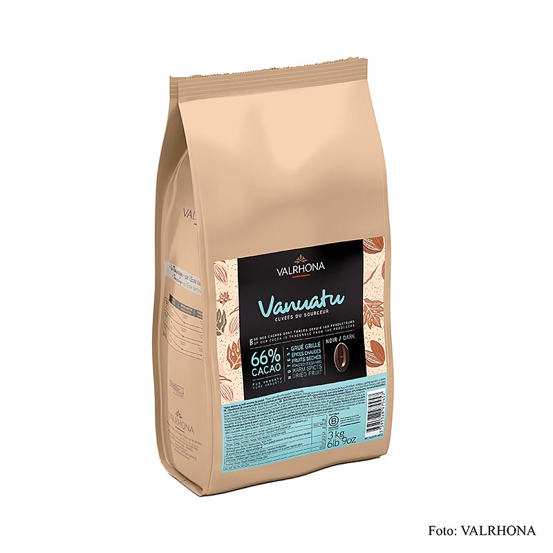 Valrhona Cuvee Vanuatu, dark couverture, 66% cocoa, callets (44722) - 3kg - bag