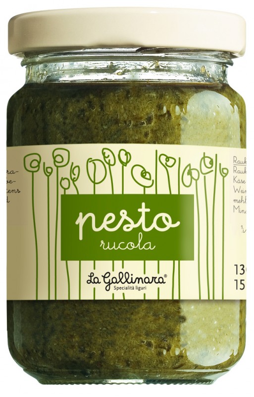 Pesto di rucola, pesto with rocket, La Gallinara - 130 g - Glass Pesto di rucola, pesto with rocket, La Gallinara - 130 g - Glass