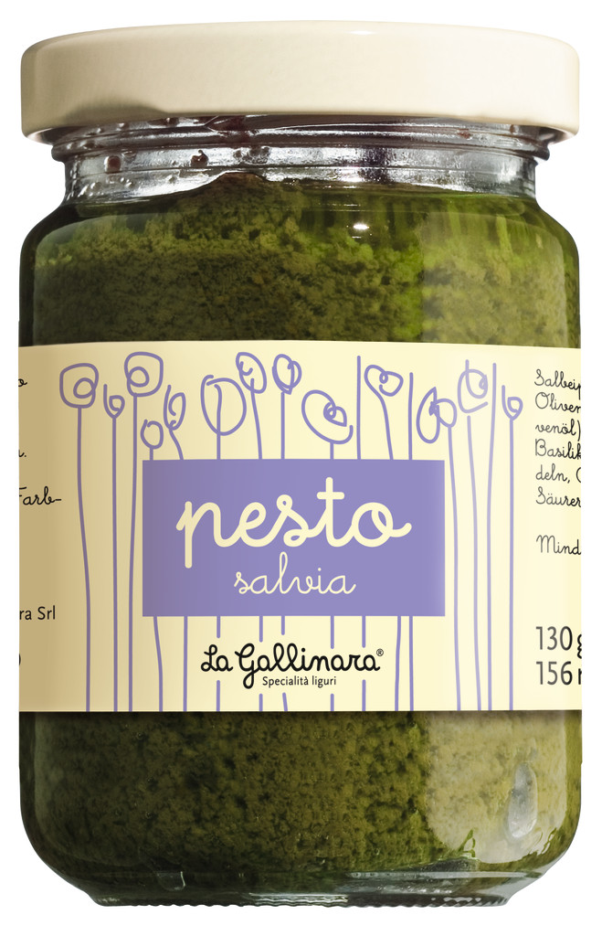 Pesto de salvia, pesto de sauge, La Gallinara - 130 g - Le verre