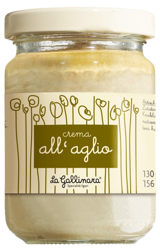 Crema all`aglio, hvidløgskrem, La Gallinara - 130 g - glas