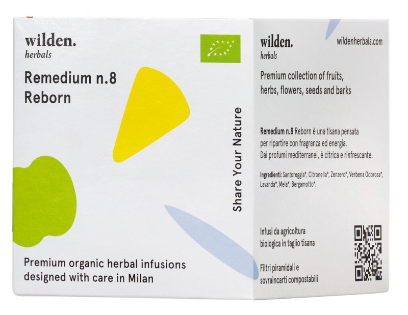 Remedium n.8 Reborn Pack, organike, perzierje caji Reborn Pack, qese, organike, bimore Wilden - 10 x 2 g - paketoj Remedium n.8 Reborn Pack, organike, perzierje caji Reborn Pack, qese, organike, bimore Wilden - 10 x 2 g - paketoj