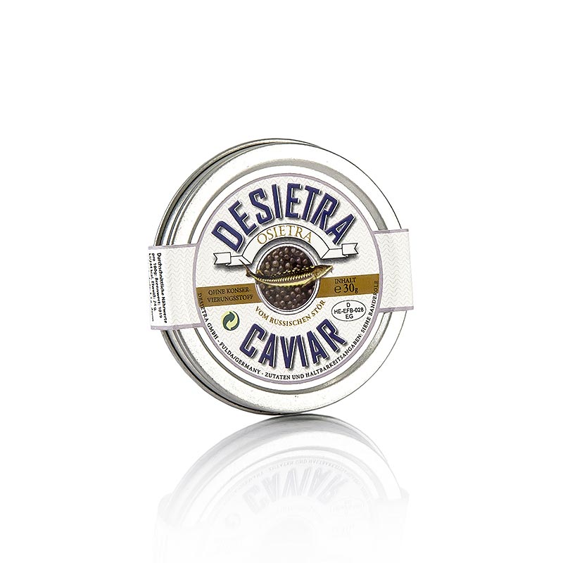 Desietra Osietra caviar (gueldenstaedtii), aquaculture, without preservatives - 30g - can
