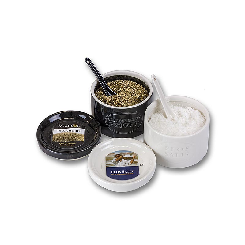 Keramicki set, Marisol Flos Salis? 100g i Tellicherry biber 70g, kasika, organski - 170 g, 2 kom. - film Keramicki set, Marisol Flos Salis? 100g i Tellicherry biber 70g, kasika, organski - 170 g, 2 kom. - film