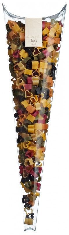 Pasta di grano duro, Cuori, colored pasta bags, hearts, Cascina San Giovanni - 500 g - pack