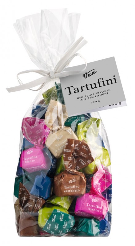 Tartufini dolci misti, sacchetto multicolori, mix de bombons de chocolate com avelas, Viani - 200g - bolsa Tartufini dolci misti, sacchetto multicolori, mix de bombons de chocolate com avelas, Viani - 200g - bolsa