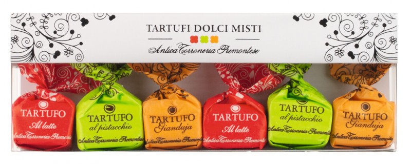 Tartufi dolci misti confezione, truffles me cokollate te perzier, Antica Torroneria Piemontese - 85 g - paketoj Tartufi dolci misti confezione, truffles me cokollate te perzier, Antica Torroneria Piemontese - 85 g - paketoj
