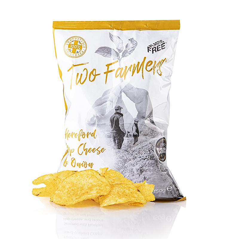 Dois fazendeiros - batatas fritas com queijo Hereford Hop e cebola - 150g - Sacos organicos Dois fazendeiros - batatas fritas com queijo Hereford Hop e cebola - 150g - Sacos organicos