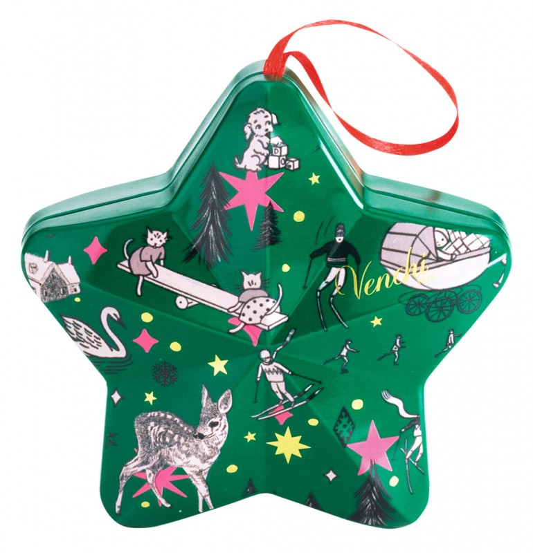 Star Metal Tin Bannecker, zvjezdani poklon limenka s cokoladnim kometama, Venchi - 37g - Komad Star Metal Tin Bannecker, zvjezdani poklon limenka s cokoladnim kometama, Venchi - 37g - Komad