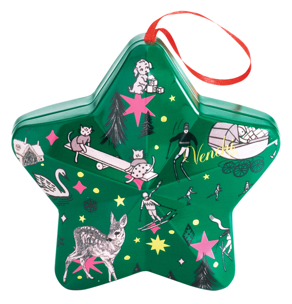Llauna metal lica Star Bannecker, Star - Llauna de regal amb xocolata. - Cometes, Venchi - 37 g - Peca Llauna metal lica Star Bannecker, Star - Llauna de regal amb xocolata. - Cometes, Venchi - 37 g - Peca