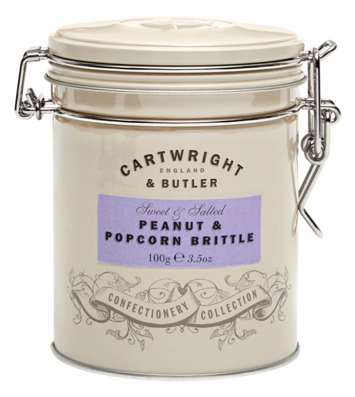 Amendoim e pipoca quebradico, lata, amendoim quebradico com pipoca, Cartwright and Butler - 100g - pode Amendoim e pipoca quebradico, lata, amendoim quebradico com pipoca, Cartwright and Butler - 100g - pode