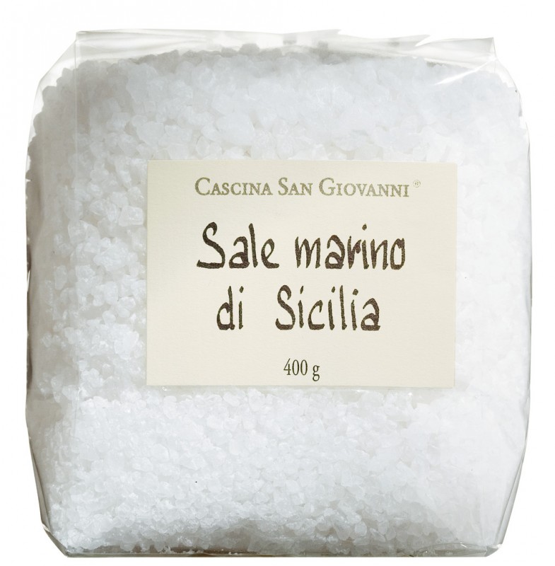Vente marino, sel de mer à grain moyen, Cascina San Giovanni - 400 g - Sachet