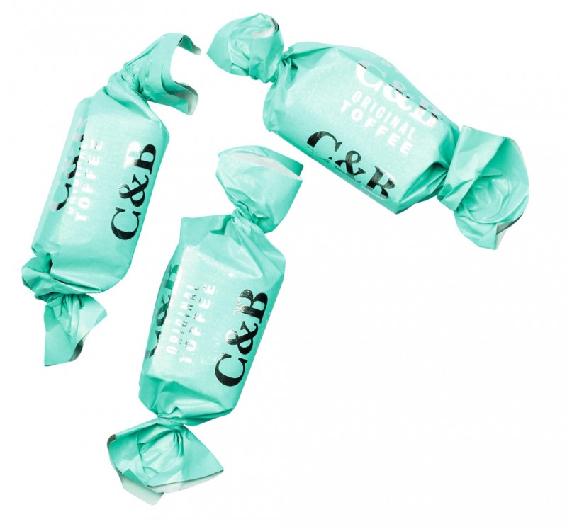 Originele toffees, romige, taaie snoepjes, Cartwright en Butler - 130g - pak Originele toffees, romige, taaie snoepjes, Cartwright en Butler - 130g - pak