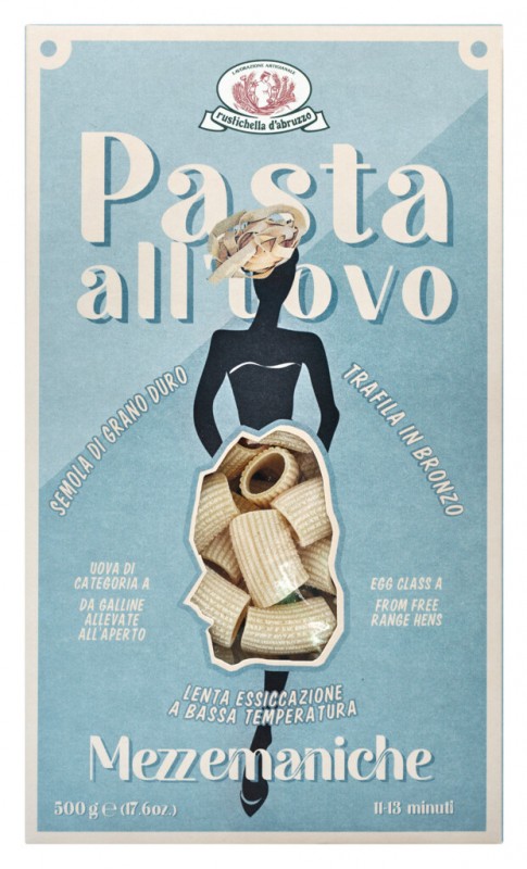 Mezzemaniche all`Uovo, aegnudler, Rustichella - 500 g - pakke