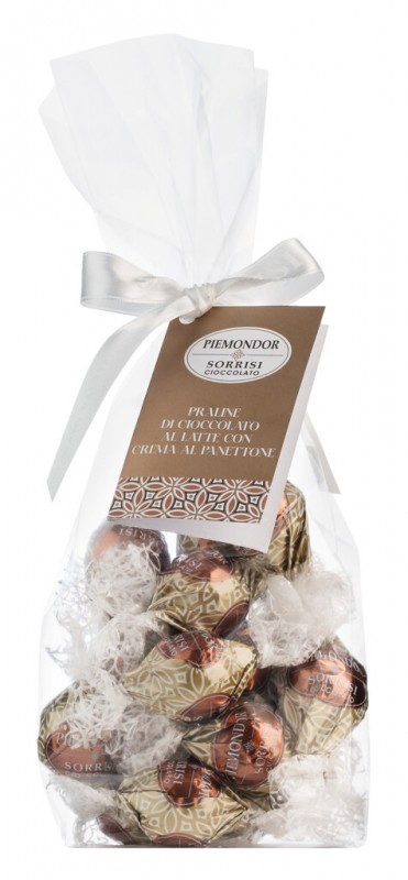 Cioccolatino al Panettone, pralina de ciocolata cu umplutura de panettone, boella + sorrisi - 200 g - sac Cioccolatino al Panettone, pralina de ciocolata cu umplutura de panettone, boella + sorrisi - 200 g - sac