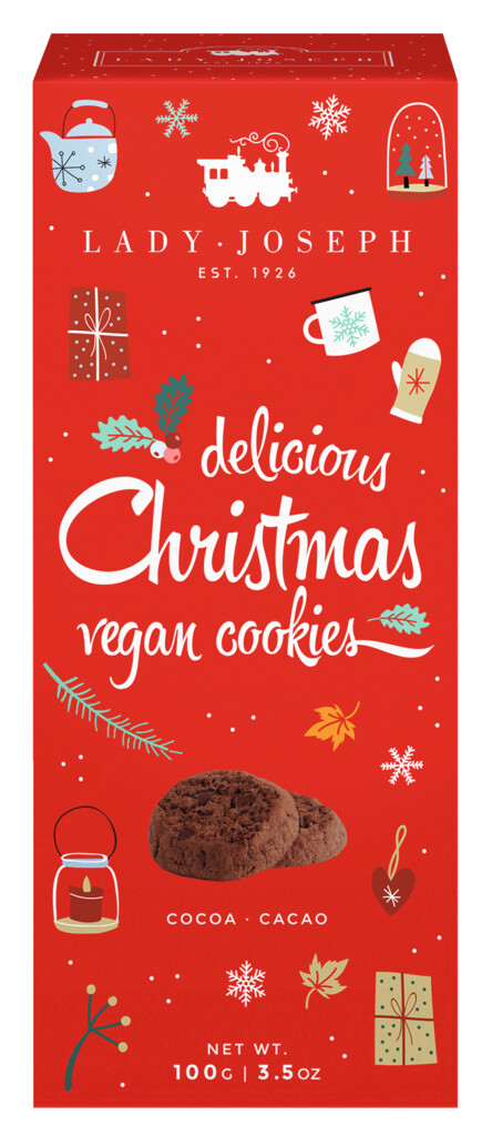 Biscoitos de Natal, biscoitos de chocolate, veganos, Lady Joseph - 100g - pacote Biscoitos de Natal, biscoitos de chocolate, veganos, Lady Joseph - 100g - pacote