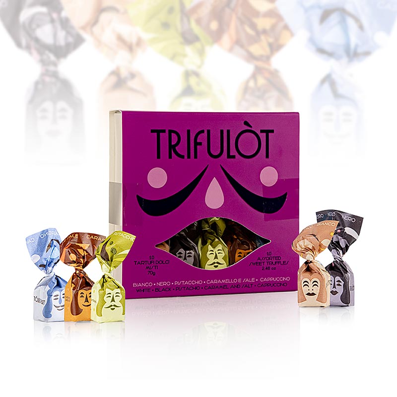 trifulot - tryffelpraliner Alba mini, 5 sorter (10 stycken), 70 g, Tartuflanghe - 70 g, 10 stycken - lada
