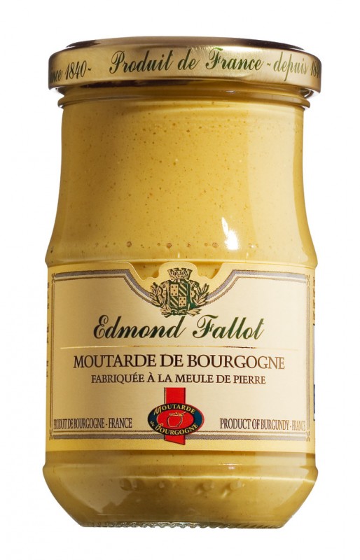 Moutarde de Bourgogne AOC, Dijon mustard, Protected Geographical Indication, Fallot - 210 g - Glass