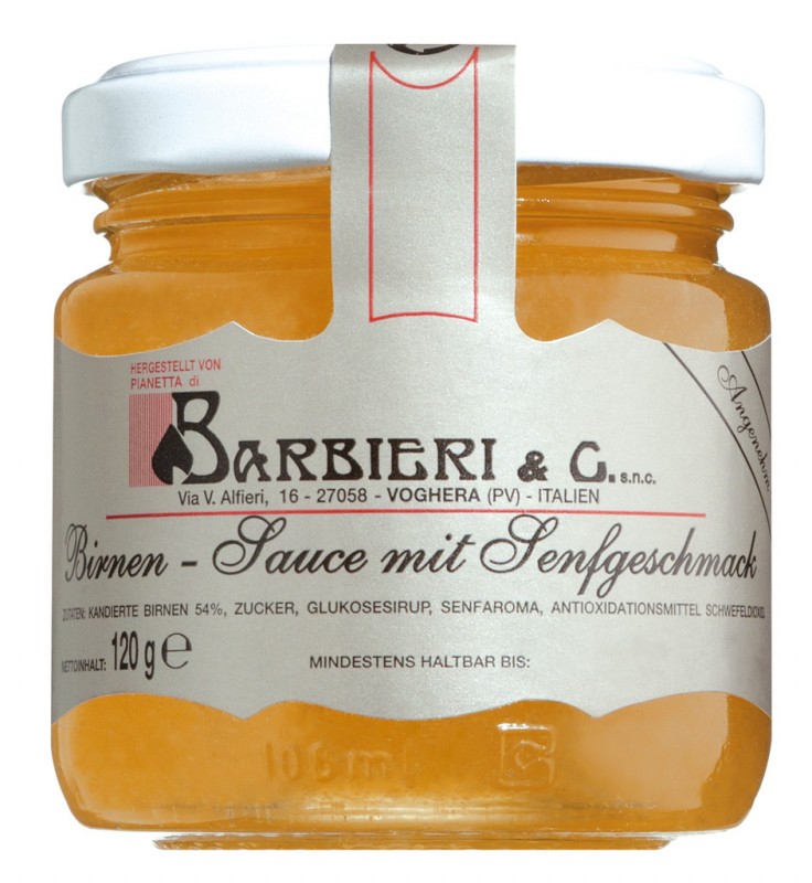 Salsa di pere, sauce poire au gout de moutarde, epicee-douce, Barbieri - 106 ml - Verre Salsa di pere, sauce poire au gout de moutarde, epicee-douce, Barbieri - 106 ml - Verre