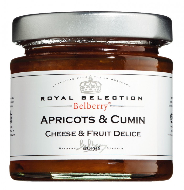 Abricots et cumin, préparation d`abricot et de cumin, belberry - 130 g - verre Abricots et cumin, préparation d`abricot et de cumin, belberry - 130 g - verre