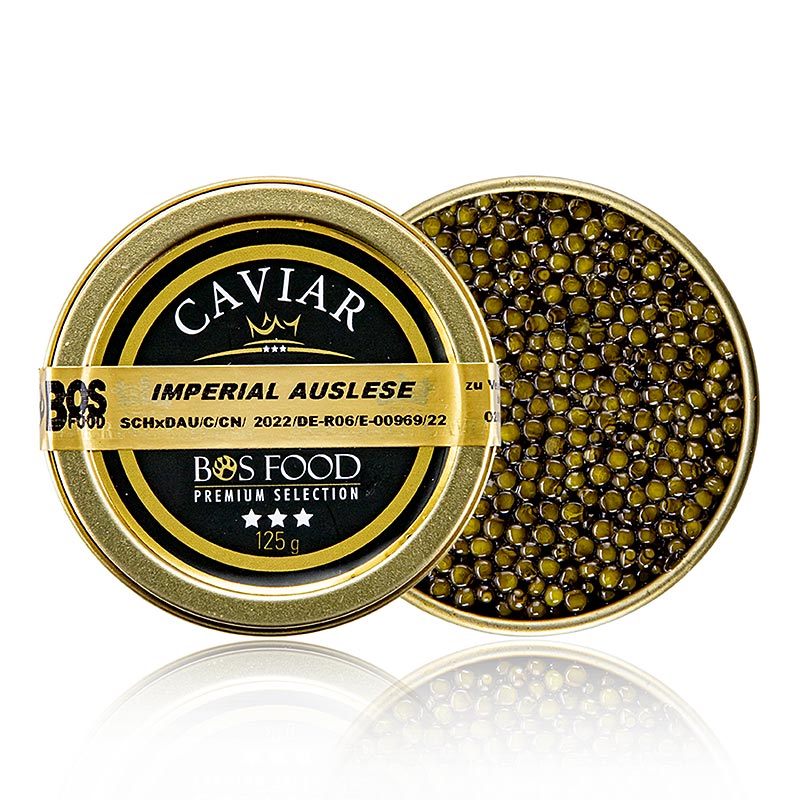 Havjar i perzgjedhjes perandorake, kryq Amur x bli Kaluga (schrenckii x dau), Kine - 125 g - mund Havjar i perzgjedhjes perandorake, kryq Amur x bli Kaluga (schrenckii x dau), Kine - 125 g - mund