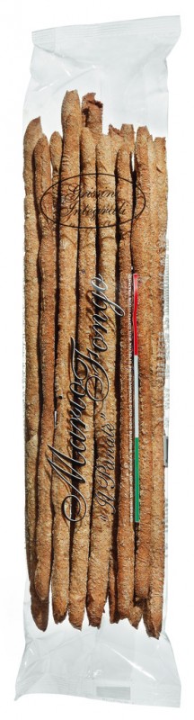 Grissini stirati corti integrali, short, hand-drawn whole grain breadsticks, Mario Fongo - 200 g - bag