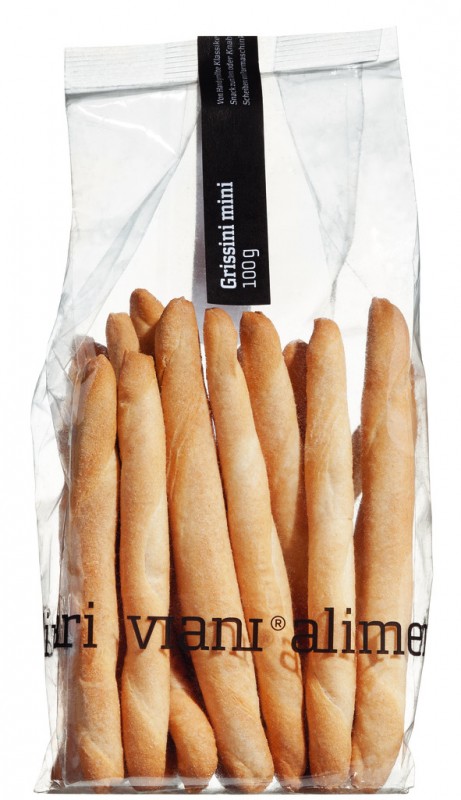 GRISSINI - håndvalsede brødpinde, mini, håndvalsede brødpinde, Viani - 100 g - taske