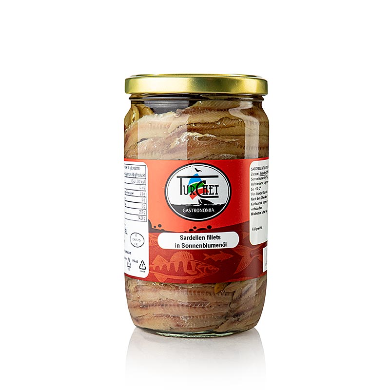 Filetti di acciughe Filetti di Alici, in olio di semi di girasole - 700 g - Bicchiere Filetti di acciughe Filetti di Alici, in olio di semi di girasole - 700 g - Bicchiere