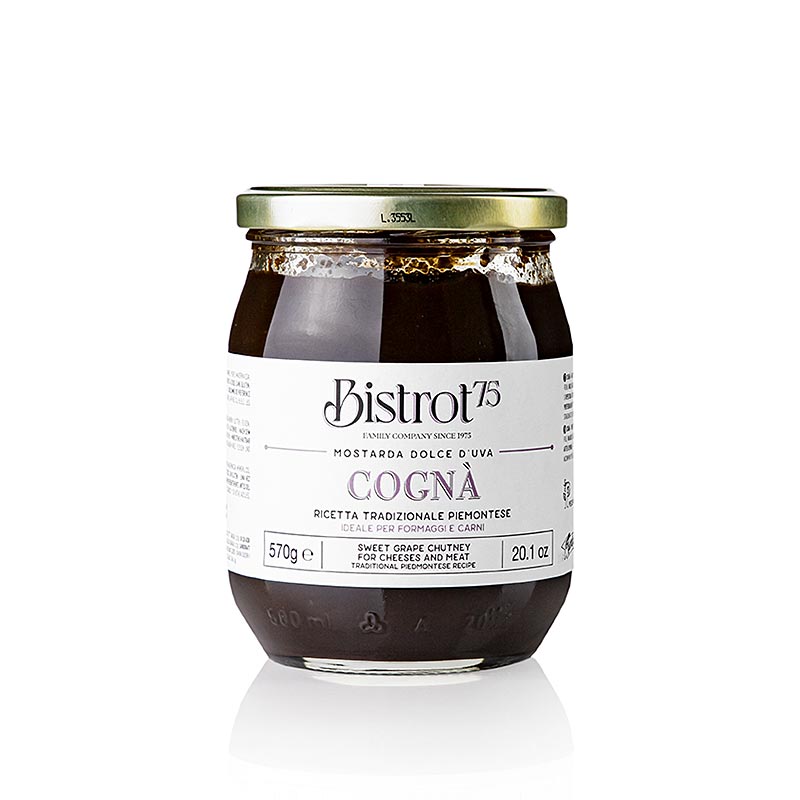 TARTUFLANGHE - Bistro 75 - Cogna - Chutney de mosto de uva dulce - 570g - Vaso TARTUFLANGHE - Bistro 75 - Cogna - Chutney de mosto de uva dulce - 570g - Vaso