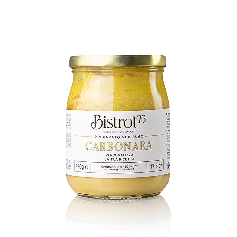 TARTUFLANGHE - Bistro 75 - Carbonara Egg Sauce Base, without bacon - 490 g - Glass
