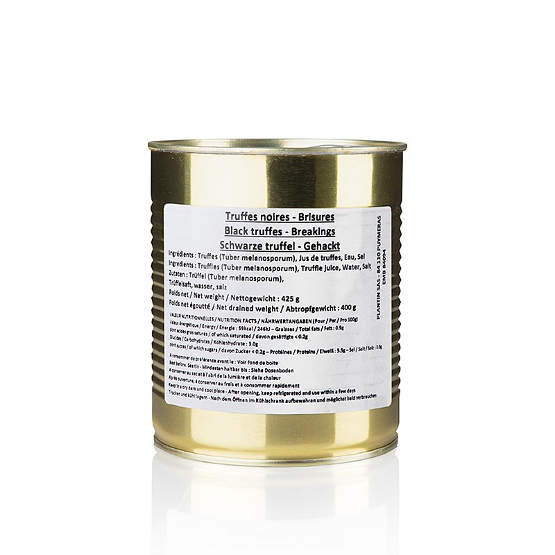Zimna uslachtila hluzovka (Tuber melanosporum), brisury, jemne nasekana, plantin - 425 g - moct Zimna uslachtila hluzovka (Tuber melanosporum), brisury, jemne nasekana, plantin - 425 g - moct