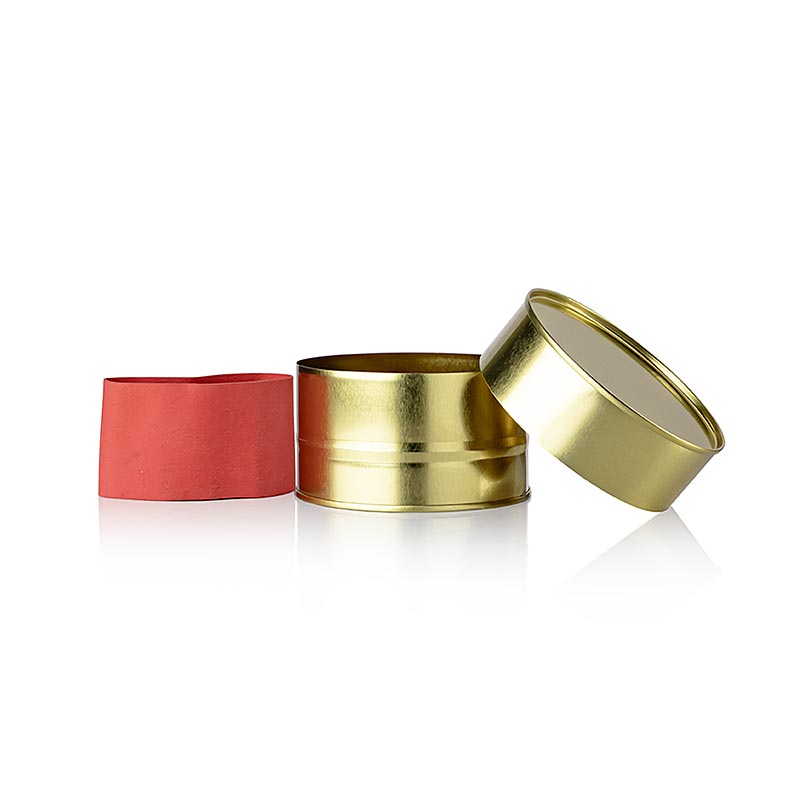 Kaviardose - gold, unbedruckt, mit Verschluss-Gummi, Ø11,5cm, für 500g Kaviar - 1 Stück - Lose