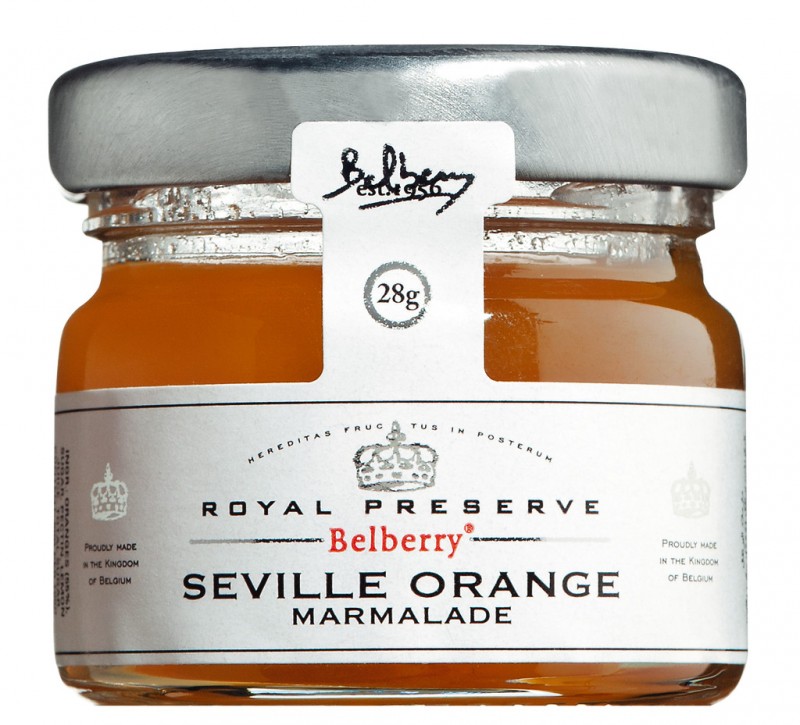 Marmelade d`orange de Séville, confiture d`orange, myrtille - 28 g - Le verre