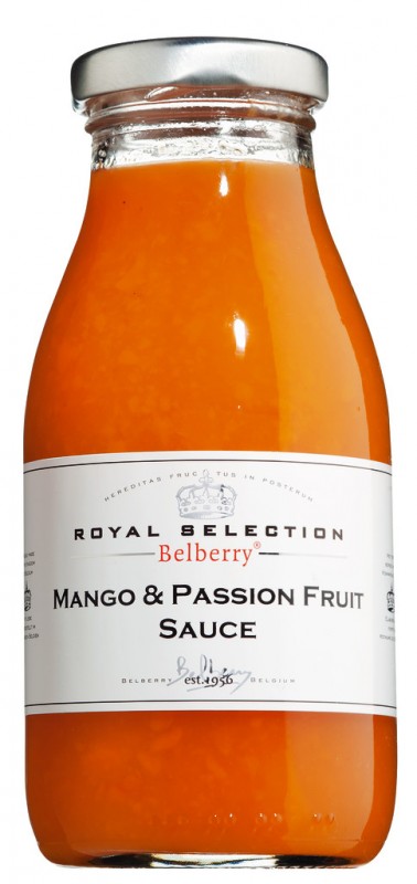 Mango og pasionsfrugtsaus Belberry, Mango og pasionsfrugtfrugtsauce, Belberry - 250 ml - Glas
