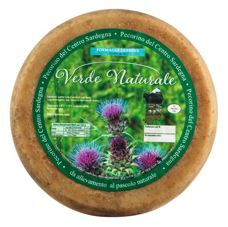 Pecorino Verde Naturale, biologico, sardinijski ovcji sir sa biljnim siristem, organski, Debbene - cca 3kg - kg Pecorino Verde Naturale, biologico, sardinijski ovcji sir sa biljnim siristem, organski, Debbene - cca 3kg - kg