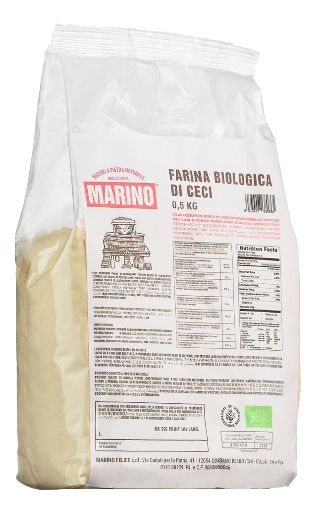 Farina biologica di ceci, Kichererbsenmehl, Bio, Mulino Marino - 500 g - Beutel
