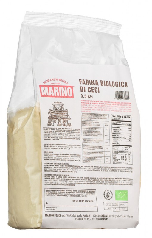 Farina biologica di ceci, tepung buncis, organik, Mulino Marino - 500 gram - tas