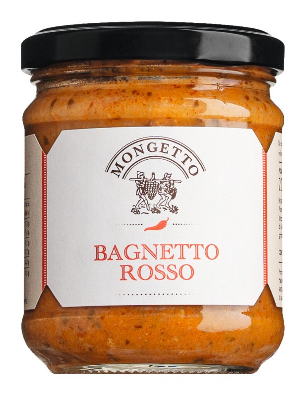 Bagnetto Rosso, barrado com tomate e anchovas, Mongetto - 200g - Vidro Bagnetto Rosso, barrado com tomate e anchovas, Mongetto - 200g - Vidro