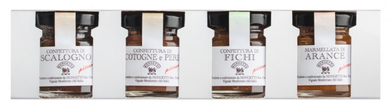Set formaggi, mini joc de salsa per a formatge, Mongetto - 4 x 40 g - conjunt Set formaggi, mini joc de salsa per a formatge, Mongetto - 4 x 40 g - conjunt