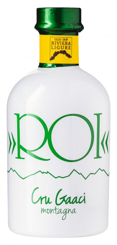 Olio extra virgin Cru Gaaci, organiczne, oliwa z oliwek z pierwszego tloczenia, Riviera dei Fiori DOP, organiczne, Olio Roi - 250ml - Butelka Olio extra virgin Cru Gaaci, organiczne, oliwa z oliwek z pierwszego tloczenia, Riviera dei Fiori DOP, organiczne, Olio Roi - 250ml - Butelka