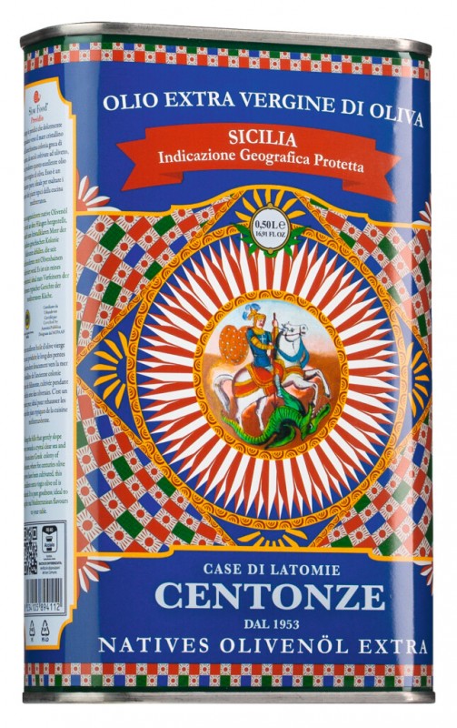 Olio Extra Vergine IGP Sicily, Extra Virgin Olive Oil IGP Sicily, Centonze - 500 ml - can Olio Extra Vergine IGP Sicily, Extra Virgin Olive Oil IGP Sicily, Centonze - 500 ml - can