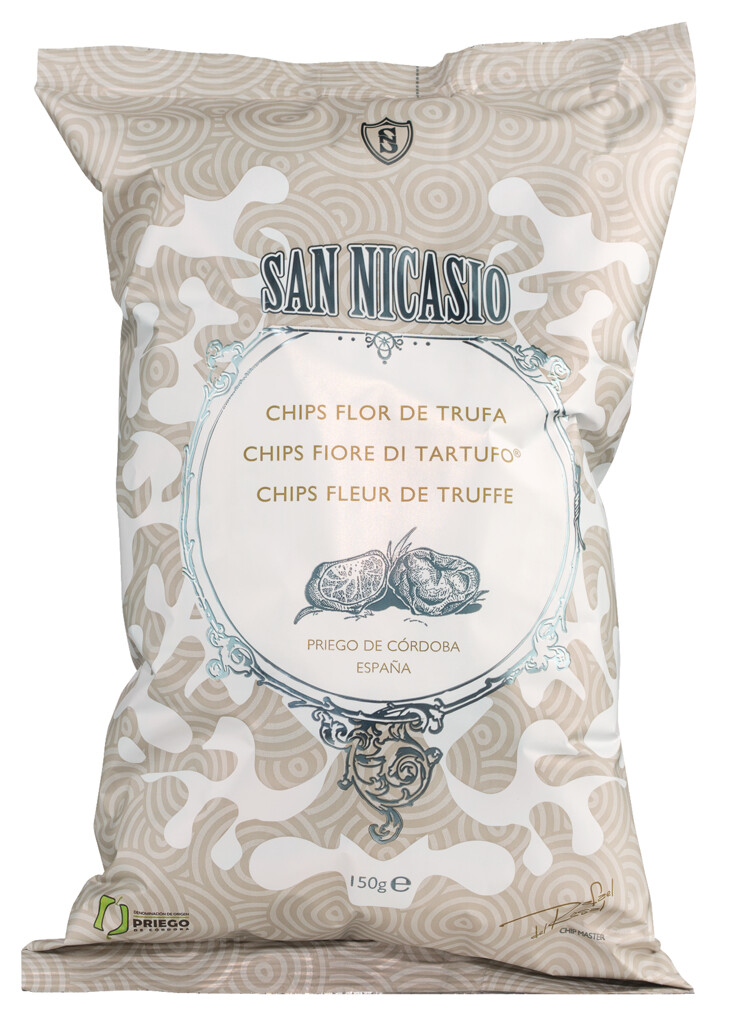 Chips flor de trufa, Kartoffelchips mit nativem Olivenöl extra + Trüffel, San Nicasio - 150 g - Beutel